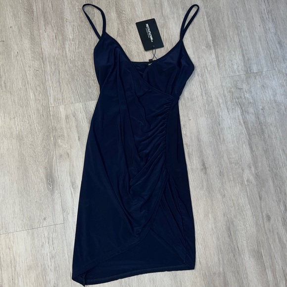 New Pretty Little Thing Navy Mini Dress - Picture 1 of 4